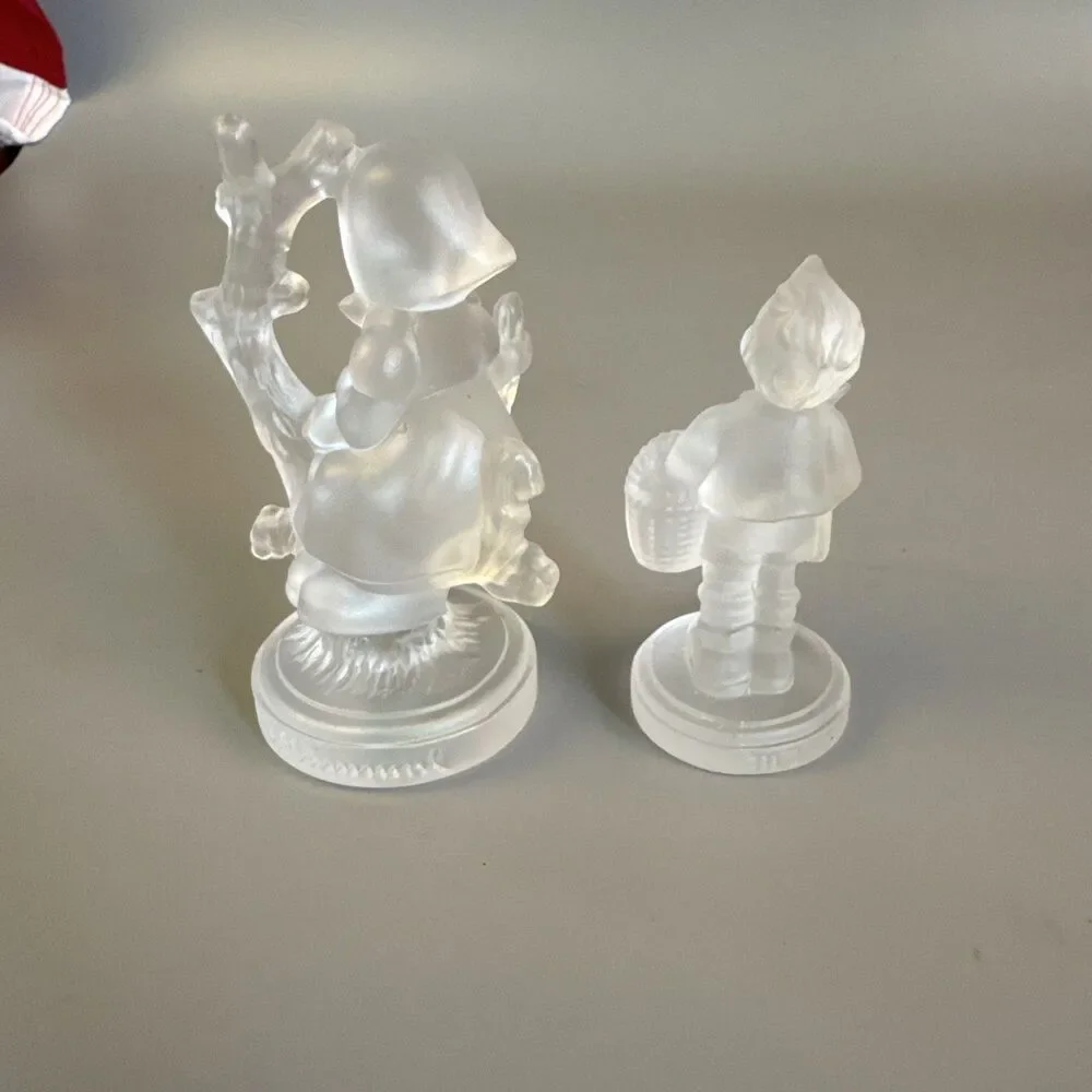 Goebel Hummel Apple Tree Girl & Boy W/basket Frosted 24% Lead Crystal Figurine